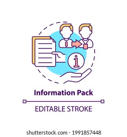 Information pack concept icon. Employee adaptation program elements. Written materials for new workers thin line illustration. Vector isolated outline RGB color drawing. Editable stroke