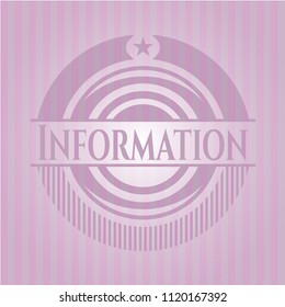 Information pink emblem. Vintage.