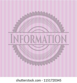 Information pink emblem. Vintage.