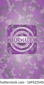 Information pink on camouflaged texture. Vector Illustration. Detailed.
