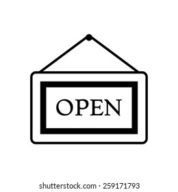 Information plate with Open sign, board hanging icon
