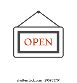 Information plate with Open sign, board hanging icon