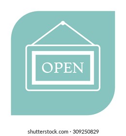 Information plate with Open sign, board hanging icon