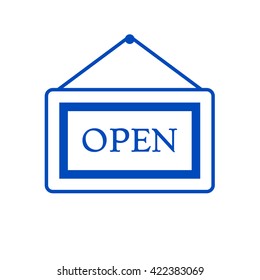 Information plate with Open sign, board hanging icon