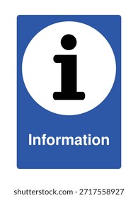 Señal de punto de información con círculo blanco y negro i símbolo con explicación – Vector de alta visibilidad Imagen de stock