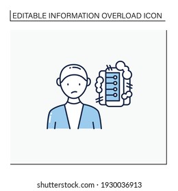 Information pollution line icon. Contamination space supply with irrelevant, redundant, and low-value info.Information overload concept. Isolated vector illustration.Editable stroke