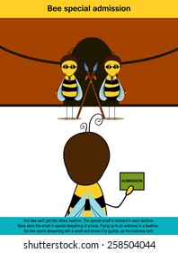 The information poster containing information on the special bee admission. It is drawn with hands.