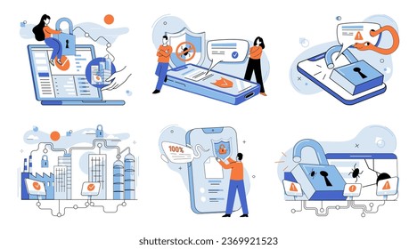 Privacidad de la información. Ilustración vectorial. Las políticas de protección de datos son fundamentos que protegen la información confidencial La información personal debe almacenarse y protegerse de forma segura Documentos que contengan
