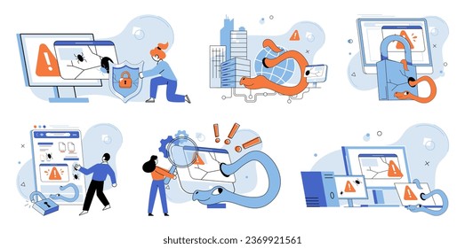 Information privacy. Vector illustration. Services manage databases must prioritize datsecurity and privacy Guards and defenses shield sensitive information from cyber threats Saving personal