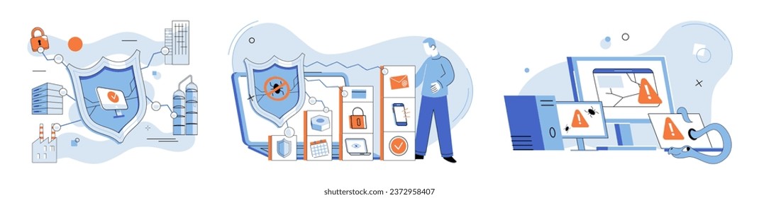 Information privacy. Vector illustration. Services manage databases must prioritize datsecurity and privacy Guards and defenses shield sensitive information from cyber threats Saving personal