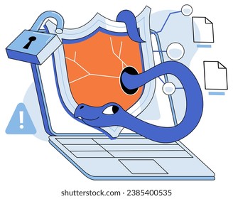 Information privacy. Vector illustration. Services manage databases must prioritize datsecurity and privacy Guards and defenses shield sensitive information from cyber threats Saving personal