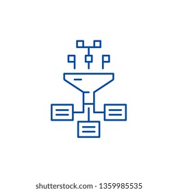 Information processes line icon concept. Information processes flat  vector symbol, sign, outline illustration.