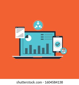 Information processing and analysis flat design