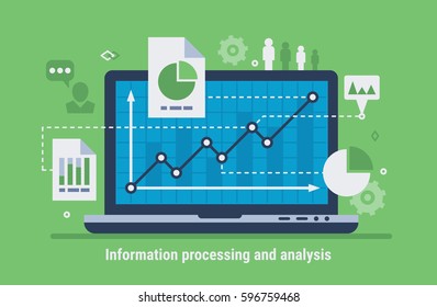 Information processing and analysis. Flat design modern vector illustration.