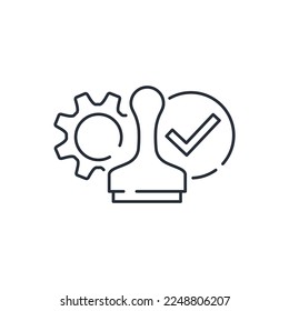 Information processing technology. Confirmation. Data verification. Vector linear icon isolated on white background.