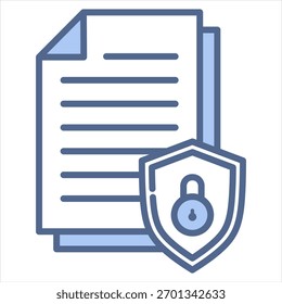 Ilustración vectorial de icono azul de protección de la información