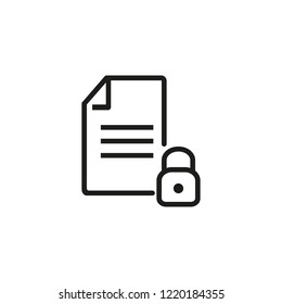 Information protection line icon. File, document, lock, padlock. Data safety concept. Can be used for topics like information technology, privacy, regulation