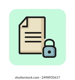 Information protection line icon. File, document, lock, padlock. Data safety concept. Can be used for topics like information technology, privacy, regulation