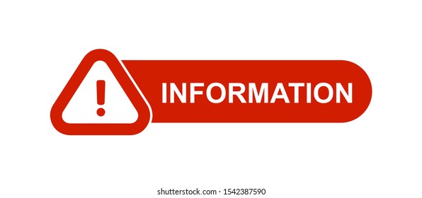 Information red paper speech bubble. Information sign icon. Information symbol vector illustration. Red exclamation sign in a speech bubble. Info mark icon.