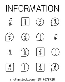 Information related vector icon set. Well-crafted sign in thin line style with editable stroke. Vector symbols isolated on a white background. Simple pictograms.