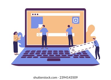 information retrieval, company news, site construction FLAT STYLE ILLUSTRATION VECTOR DESIGN