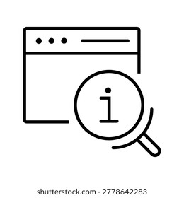 Information retrieval icon. Technology and information retrieval line symbol. Black and white.