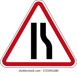 the information road sign . narrowing of the road on the right.vector.