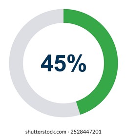 Information round diagram 45 percent icon, infographic graphic pie design, marketing vector illustration .