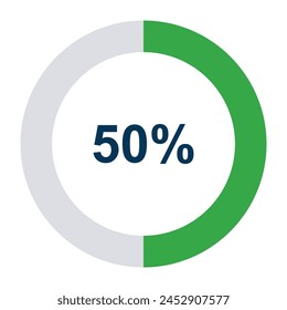 Information round diagram 50 percent icon, infographic graphic pie design, marketing vector illustration .
