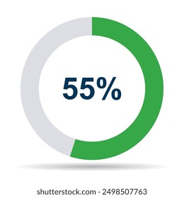 Informationsrunddiagramm 55 Prozent Schattensymbol, Infografik Tortendesign, Marketing-Vektorgrafik .