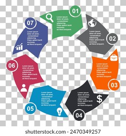 Información diagrama redondo 8 pasos, infografía gráfica de diseño de tarta, Ilustración vectorial de marketing .
