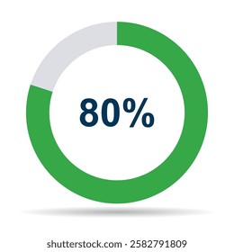 Information round diagram 80 percent shadow icon, infographic pie design, marketing vector illustration .
