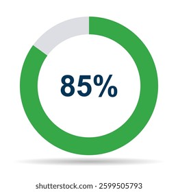 Information round diagram 85 percent shadow icon, infographic pie design, marketing vector illustration .