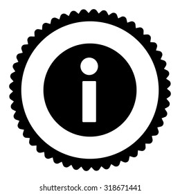 Information round stamp icon. This flat vector symbol is drawn with black color on a white background.