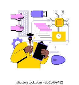 Information Science Abstract Concept Vector Illustration. Information Management, Computer Science Degree, Data Scientist Certificate, Library System, Master In Engineering Abstract Metaphor.