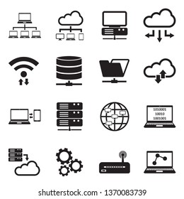 Information Science Icons. Black Flat Design. Vector Illustration.