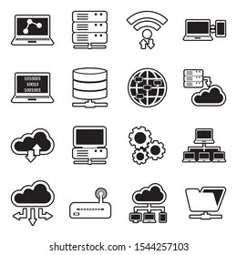 Information Science Icons. Line With Fill Design. Vector Illustration.