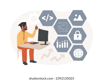 Information science isolated concept vector illustration. Information management, computer science degree, data scientist certificate, library system, master in engineering vector concept.