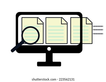 Information search concept, review data on screen display desktop