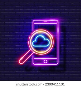 Information search for global education, icon. Neon glowing vector illustration