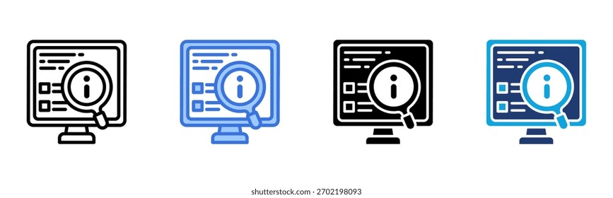 Ícone de pesquisa de informações Ilustração de vetor de vários estilos