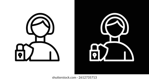 Information Security Analyst icon set. Black illustration isolated for graphic and web design