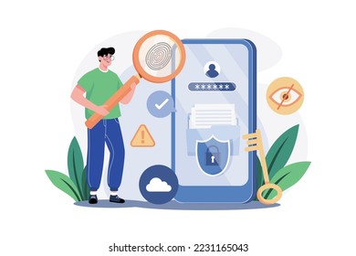 Concepto de Ilustración del Analista de Seguridad de la Información. Ilustración plana aislada en fondo blanco