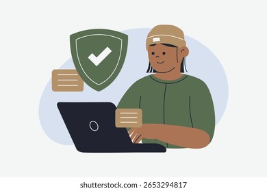 Analista de Seguridad de la Información Protegiendo los Datos Digitales en el Vector de Portátiles