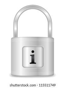 Information security, lock with letter "i" instead of keyhole, vector eps10 illustration