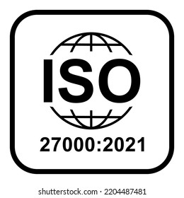 Information Security Management System. Standard quality symbol. Vector button sign isolated on white background .