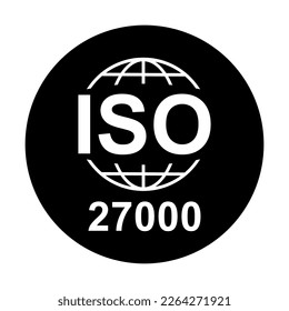 Information Security Management System. Standard quality symbol. Vector button sign isolated on white background .
