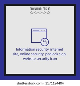 Information security, padlock sign, website security icon  vector icon