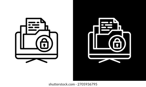 Diseño de conjunto de iconos blancos de seguridad de la información