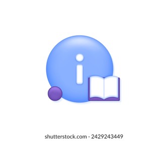 an information service design concept. instructions or guides. chat bubble and book symbols. help for users. information provider. 3d symbols or icons. minimalist 3d concept design. graphic elements